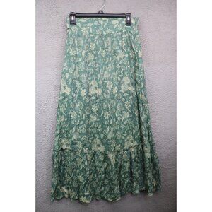Wonderly Pull-0n Floral Maxi Skirt-Ruffle-Medium-Lined-Gauzy-Crinkle-Whimsigoth